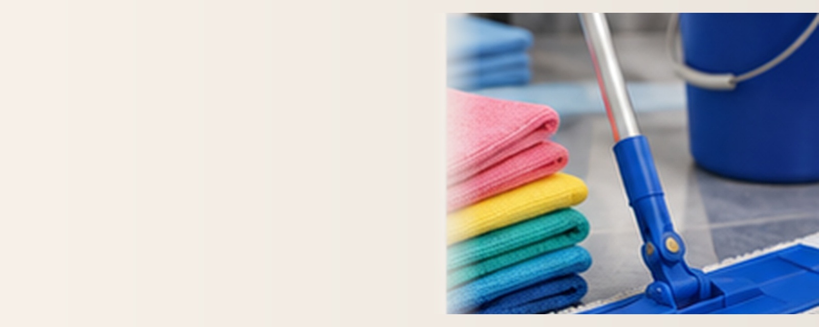 Panos coloridos e materiais para limpeza profissional